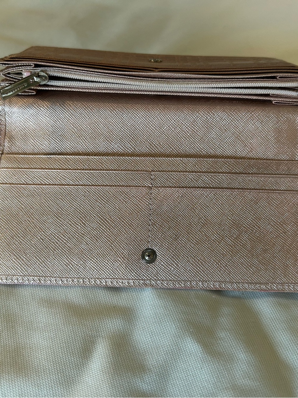 Burberry Metallic Rose Gold Check Clutch Wallet - Picture 8 of 10